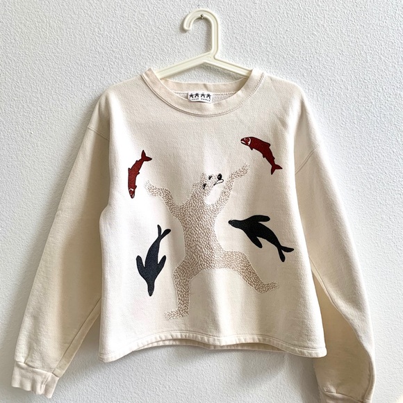 Bear Cream Sweatshirt Sz Small - Picture 1 of 6